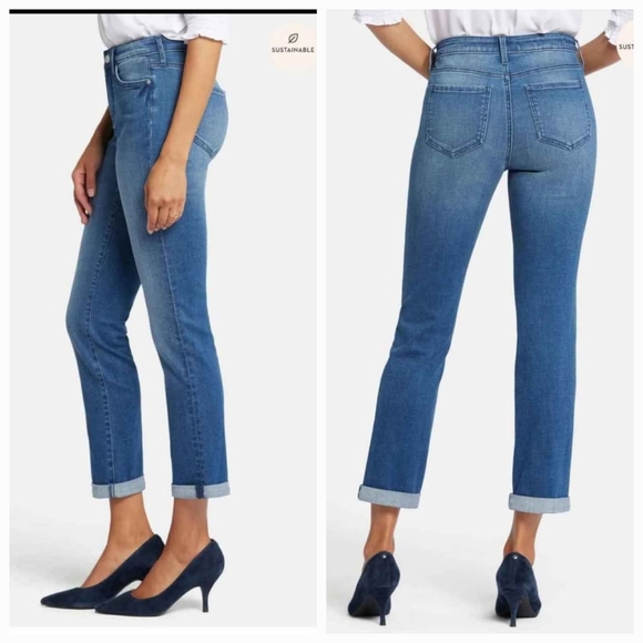 NWT NYDJ Women's Cuffed Ankle Straight Jeans Petite - Picture 2 of 9